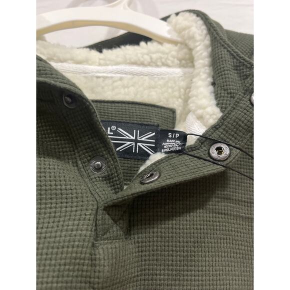 Kangol Sherpa Hoodie Waffle Knit Sweatshirt Embroidered Men’s Small Dark Green - Picture 4 of 10